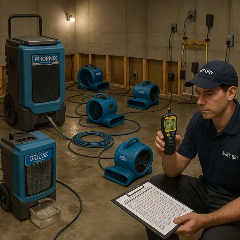 Structural Drying and Dehumidification process in Muscatine County, IA